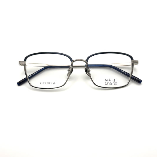 Ma-ji Masatomo MJT-113 COL. 02 — IP Shirring Silver/Shirring Dark Navy — Eyeglasses by Ma-ji Masatomo - image 1