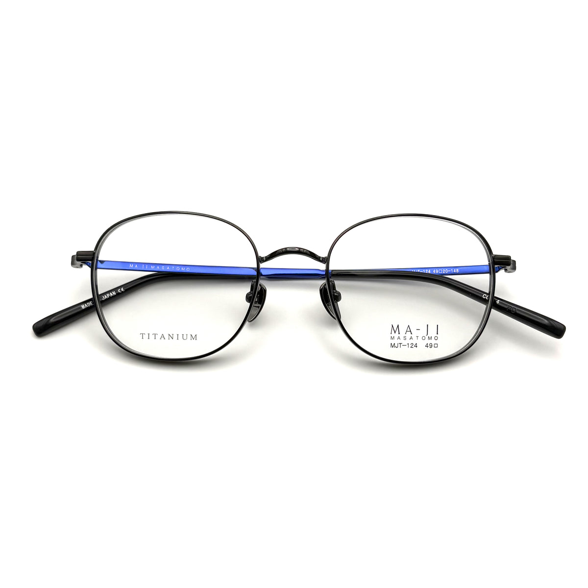 Ma-ji Masatomo MJT-124 COL. 04 — IP Black / Shirring Light Blue