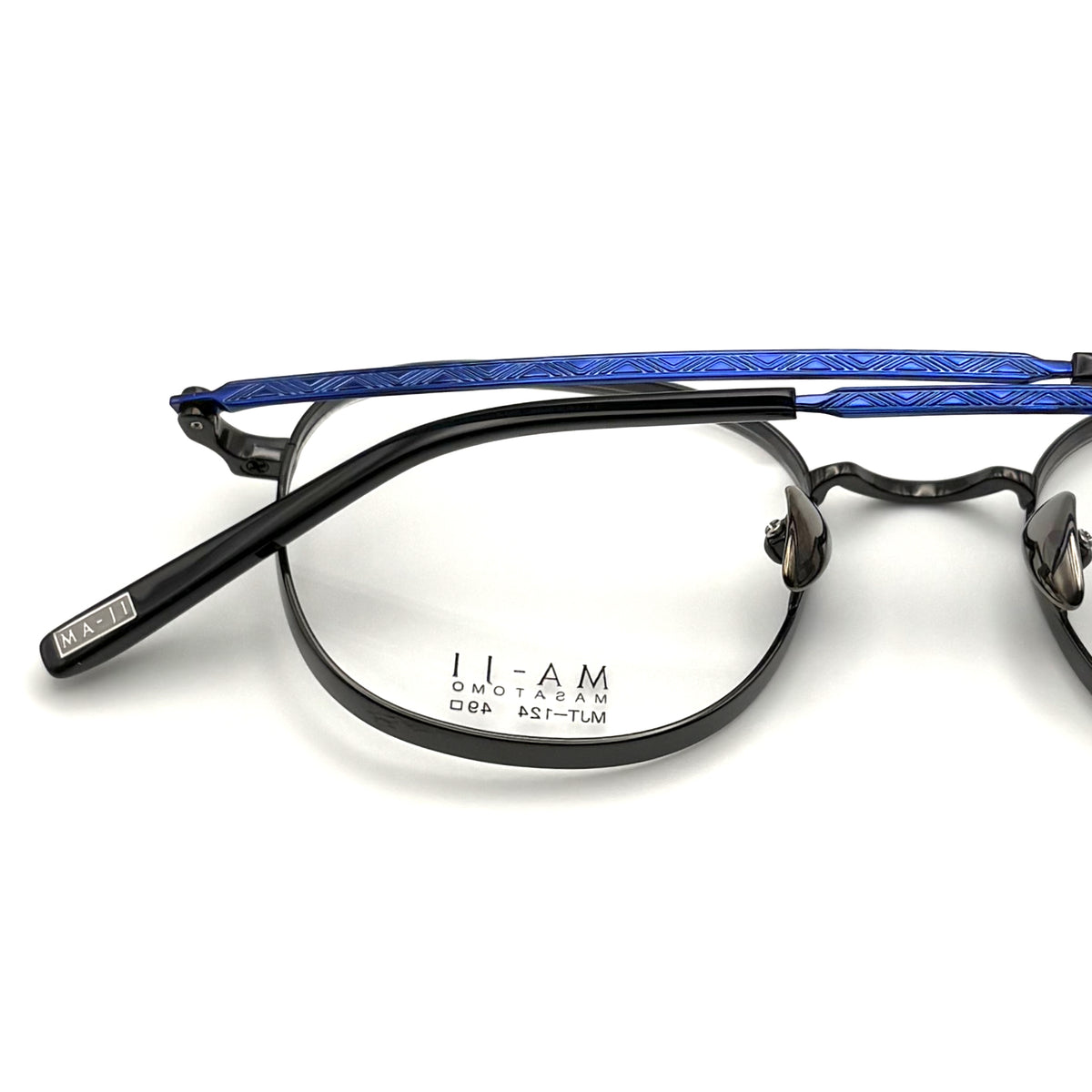 Ma-ji Masatomo MJT-124 COL. 04 — IP Black / Shirring Light Blue