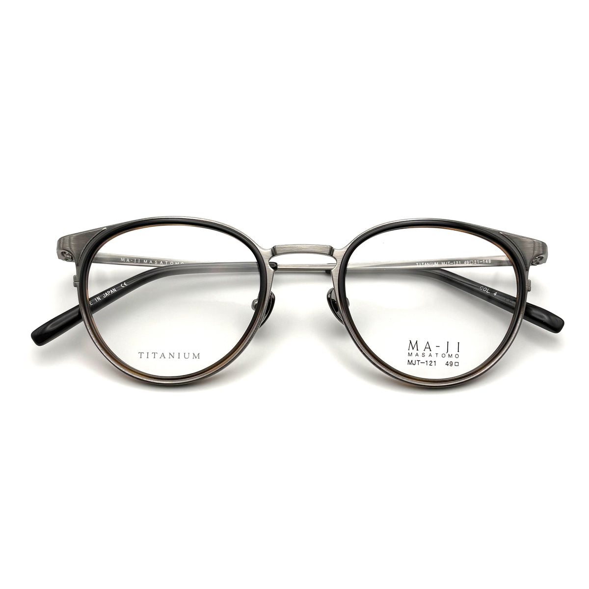 Ma-ji Masatomo MJT-121 COL. 04 — IP Shirring Light Grey・Matt Dark Brown (Black Brown Demi Half)