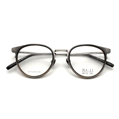 Ma-ji Masatomo MJT-121 COL. 04 — IP Shirring Light Grey・Matt Dark Brown (Black Brown Demi Half)