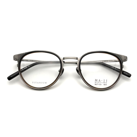 Ma-ji Masatomo MJT-121 COL. 04 — IP Shirring Light Grey・Matt Dark Brown (Black Brown Demi Half)
