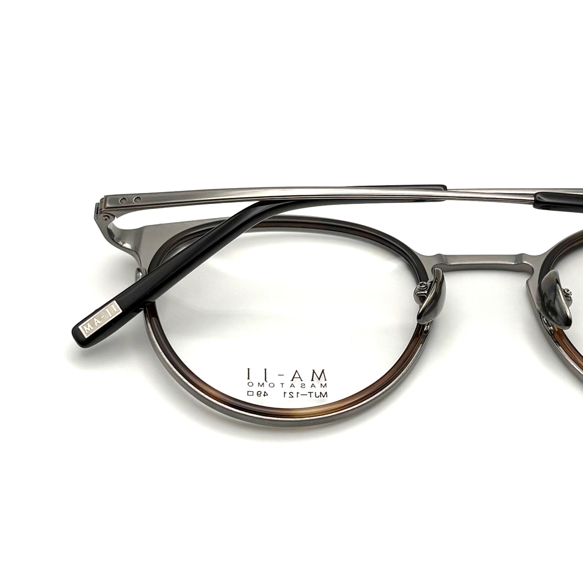 Ma-ji Masatomo MJT-121 COL. 04 — IP Shirring Light Grey・Matt Dark Brown (Black Brown Demi Half)
